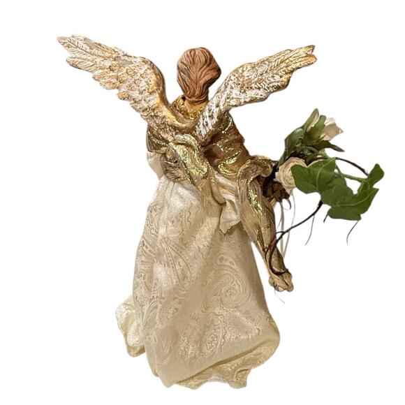 Vintage 14 Inch Beautiful Ornate Gold Angel Christmas Holiday Tree Topper - Picture 5 of 11